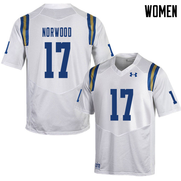 Women #17 Josiah Norwood UCLA Bruins College Football Jerseys Sale-White - Click Image to Close
